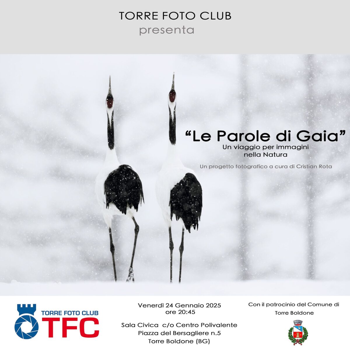 Locandina della serata pubblica per inaugurare il nuovo anno di attività del Torre Foto Club.